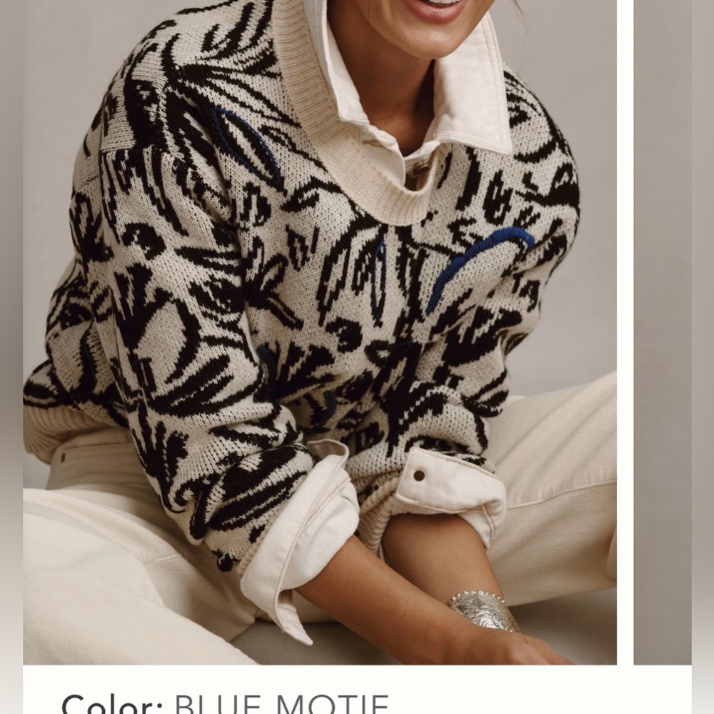Anthropologie Floral pop embroidered sweater, NWT